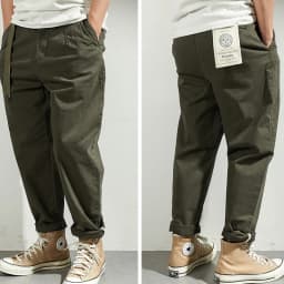 Japanese casual pants with retro loose feet, men's fashionable clothes washed with old khaki elastic woven nine-point tapered pa