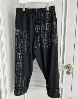 TOP-YAMAMOTO original design dictionary discharge print casual pants with dark wool catwalk style