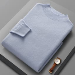 100% Merino Wool Sweater Men's Half high collar Knitted Hoodie Spring Autumn New Cashmere Sweater Versatile Menswear