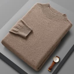 100% Merino Wool Sweater Men's Half high collar Knitted Hoodie Spring Autumn New Cashmere Sweater Versatile Menswear