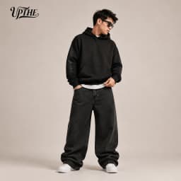 Men's Baggy Wide Leg Jeans, Y2K Dragon Embroidered Denim Pants, Loose Fit Streetwear Hip Hop Casual Denim Trousers for Men