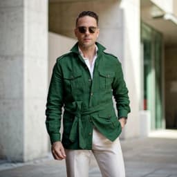 Single Breasted Linen Safari Suits for Men with Belt Two Pieces Outdoor Casual Wedding Suit for Prom Countryside Style 2026