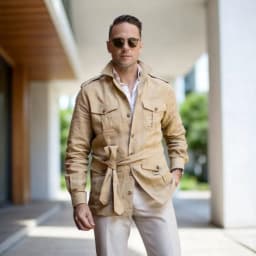 Single Breasted Linen Safari Suits for Men with Belt Two Pieces Outdoor Casual Wedding Suit for Prom Countryside Style 2026