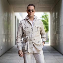 Single Breasted Linen Safari Suits for Men with Belt Two Pieces Outdoor Casual Wedding Suit for Prom Countryside Style 2026