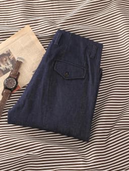 Active Dye Pure Cotton Men's Hollywood Waist Casual Pants Denim Blue Loose Straight Retro Long Pants American Style