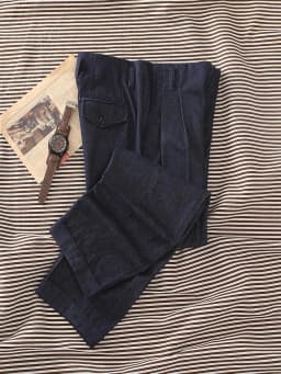 Active Dye Pure Cotton Men's Hollywood Waist Casual Pants Denim Blue Loose Straight Retro Long Pants American Style
