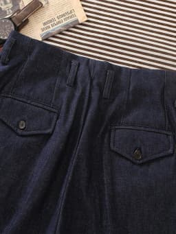 Active Dye Pure Cotton Men's Hollywood Waist Casual Pants Denim Blue Loose Straight Retro Long Pants American Style
