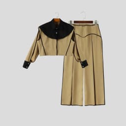 INCERUN Men Sets Patchwork Color-block Split Long Sleeve Crop Jackets Wide Leg Pants Two Piece Sets Streetwear Men Matching Sets