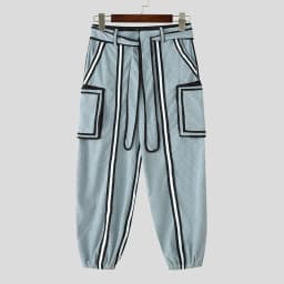 INCERUN Men Pants Patchwork Lace Up Pockets Corduroy Trousers Men Streetwear Loose Joggers 2025 Fashion Casual Long Pants S-5XL