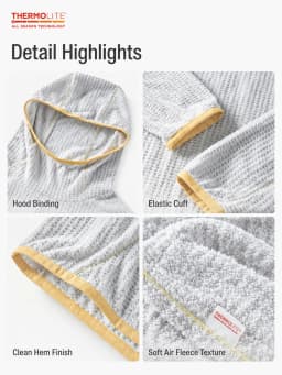 THERMOLITE® Men's Lightweight Air Fleece Hoodie Contrast Stitch Thermal Pullover Sweatshirt Quick Dry Outdoor Athletic Tech Top