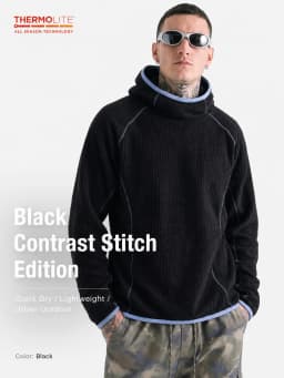 THERMOLITE® Men's Lightweight Air Fleece Hoodie Contrast Stitch Thermal Pullover Sweatshirt Quick Dry Outdoor Athletic Tech Top