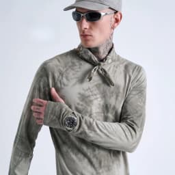 Men's New Zealand Merino Wool Tie-Dye Long Sleeve Base Soft Anti-Odor Outdoor Thermal Top for Hiking & Running