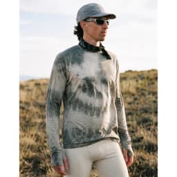 Men's New Zealand Merino Wool Tie-Dye Long Sleeve Base Soft Anti-Odor Outdoor Thermal Top for Hiking & Running