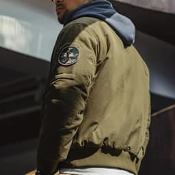 Maden Reversible MA-1 Flight Jackets for Men Baseball Collar Small Square Texture Fall and Winter Thickened Coats Cotton Jacket