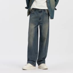 Semir Men Jeans Loose Curved Barrel Leg Retro Washed Street Casual Style Autumn Denim Pants Urban Daily Wear 2026