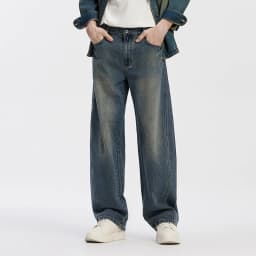 Semir Men Jeans Loose Curved Barrel Leg Retro Washed Street Casual Style Autumn Denim Pants Urban Daily Wear 2026