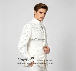 Luxury Crystal Diamond Men Suits Peaked Lapel Groom Male Prom Blazers 2 Pieces Sets Wedding Party Tuxedos Slim Fit ropa hombre