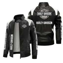 Harley Davidson Men Autumn Winter Fleece-lined Leather Jacket Motorcycle Waterproof Coat Outdoors Fashion Keep Warm Thick Tops
