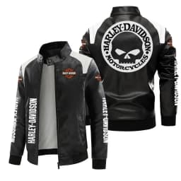Harley Davidson Men Autumn Winter Fleece-lined Leather Jacket Motorcycle Waterproof Coat Outdoors Fashion Keep Warm Thick Tops