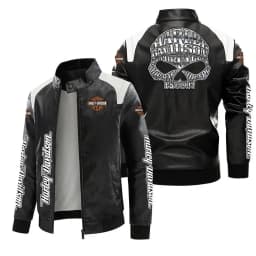 Harley Davidson Men Autumn Winter Fleece-lined Leather Jacket Motorcycle Waterproof Coat Outdoors Fashion Keep Warm Thick Tops