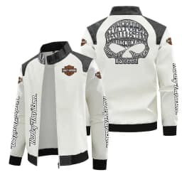 Harley Davidson Men Autumn Winter Fleece-lined Leather Jacket Motorcycle Waterproof Coat Outdoors Fashion Keep Warm Thick Tops