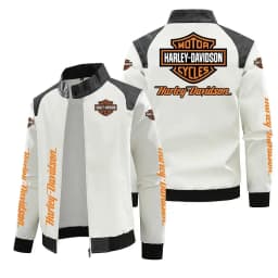Harley Davidson Men Autumn Winter Fleece-lined Leather Jacket Motorcycle Waterproof Coat Outdoors Fashion Keep Warm Thick Tops