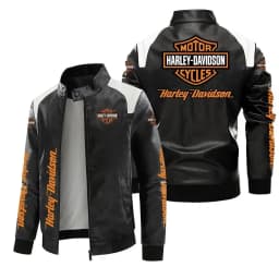 Harley Davidson Men Autumn Winter Fleece-lined Leather Jacket Motorcycle Waterproof Coat Outdoors Fashion Keep Warm Thick Tops