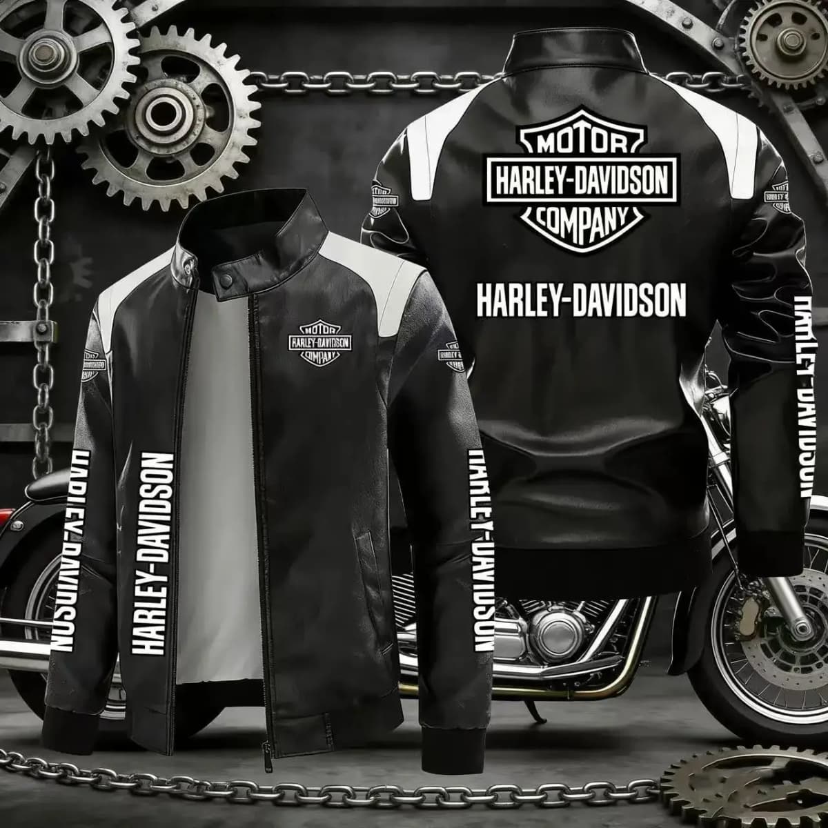 Harley Davidson Men Autumn Winter Fleece-lined Leather Jacket Motorcycle Waterproof Coat Outdoors Fashion Keep Warm Thick Tops