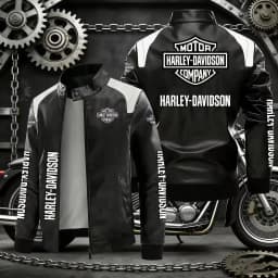 Harley Davidson Men Autumn Winter Fleece-lined Leather Jacket Motorcycle Waterproof Coat Outdoors Fashion Keep Warm Thick Tops