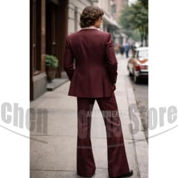 Vintage 3 Piece Men Suit Peak Lapel Single Breasted Tuxedo 70s Disco Groom Custom Bespoke Male Retro Stage Formal Costume Wear