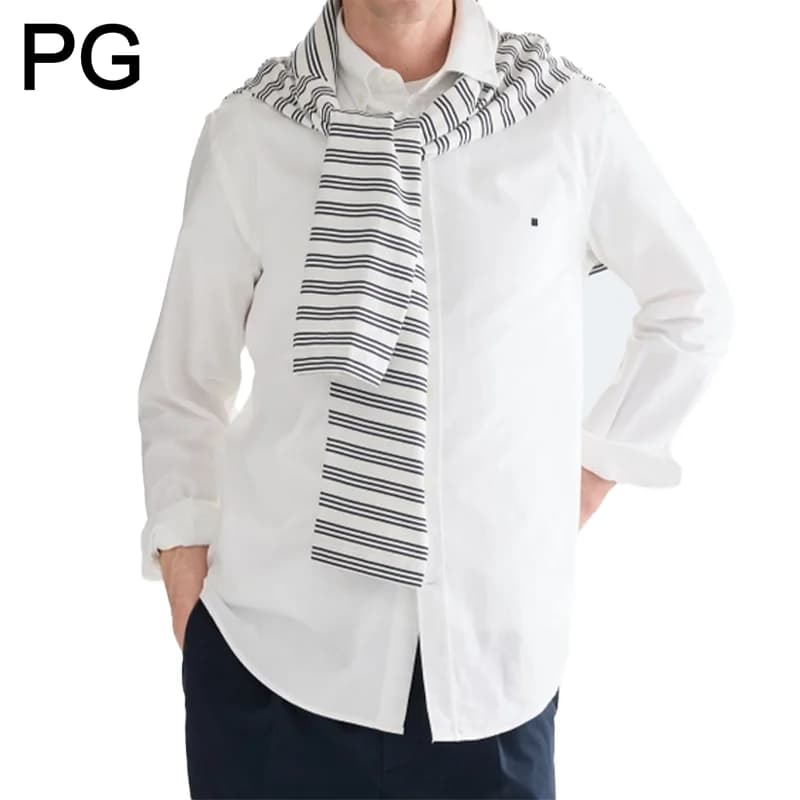PG Men's button-down shirt Pure color long style Casual business formal shirt Suitable for men's office and daily wear