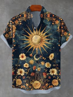 2025 Vintage African Style Men's Retro Ethnic Tribal Short Sleeve Shirt Tops Fashion Casual Vacation Streetwear Men's Shirt