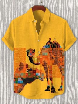 2025 Vintage African Style Men's Retro Ethnic Tribal Short Sleeve Shirt Tops Fashion Casual Vacation Streetwear Men's Shirt