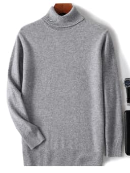 Autumn Winter Men Wool Turtleneck Pullover Long Sleeve Basic Cashmere Sweater 100% Merino Wool Knitwear Smart Casual Clothing