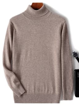 Autumn Winter Men Wool Turtleneck Pullover Long Sleeve Basic Cashmere Sweater 100% Merino Wool Knitwear Smart Casual Clothing