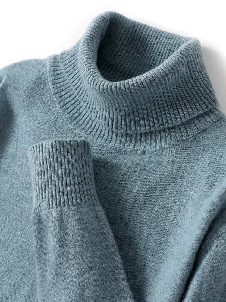Autumn Winter Men Wool Turtleneck Pullover Long Sleeve Basic Cashmere Sweater 100% Merino Wool Knitwear Smart Casual Clothing
