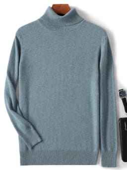 Autumn Winter Men Wool Turtleneck Pullover Long Sleeve Basic Cashmere Sweater 100% Merino Wool Knitwear Smart Casual Clothing