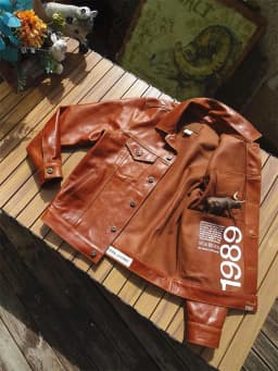 Brown Spring Leather Jacket Men Retro Style American Size Genuine Natural Cowhide Single Breasted Denim Leather Coat