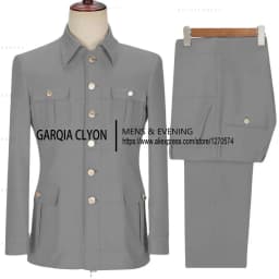 2 Pieces Men's Slim Fit With 4 Real Pocket Single Breasted Suit Formal Suits Groomsmen Wedding Tailored Fit (Blazer+Pants)