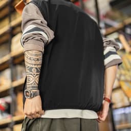 Maden Outdoor Men's Stand Collar Zip-Up Vest Lightweight Black Quick Dry Camping Fishing Waistcoat for Summer Sleeveless Jacket