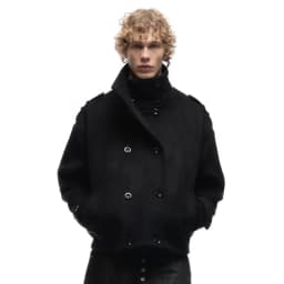 No faith studios double breasted stand-up collar double-sided wool boxy jacket