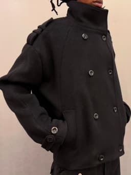 No faith studios double breasted stand-up collar double-sided wool boxy jacket