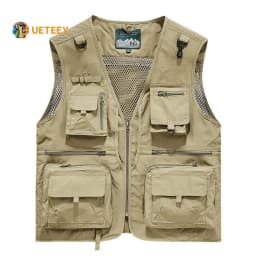 Men's Summer Vest Multipockets Mesh Lined Breathable Sleeveless Jacket Thin Outdoor Fishing Photographer Tool Waistcoat Men