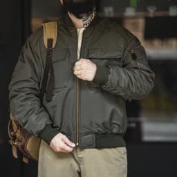 Maden Baseball Collar MA1 Bomber Jacket for Men Classical Orange Lining Double-pocket Coats Thickened Fall and Winter Jacket