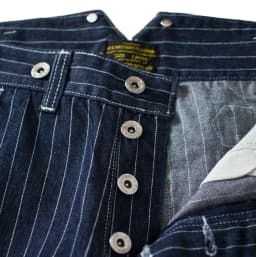 13.5oz Paris Buckle Vintage Vertical Striped Raw Blue Denim Jeans Men Amekaji Wide Leg Loose Straight Bib Suit Pants Handsome