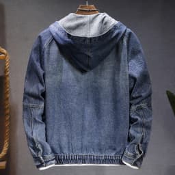 Men's hooded denim jacket jacket New spring, autumn and winter models Casual versatile blue zipper denim jacket for men