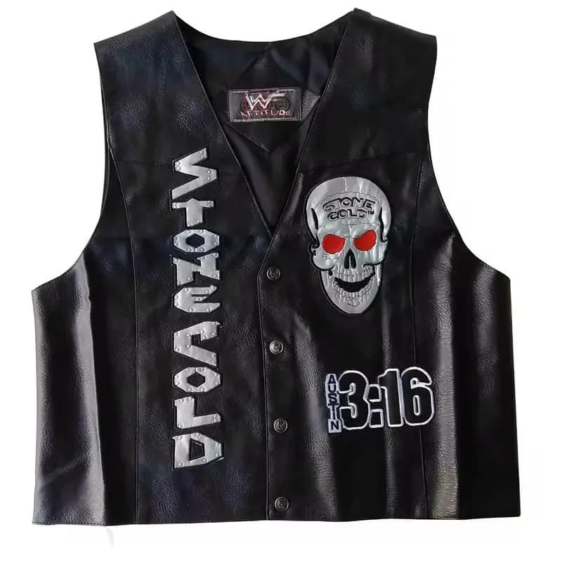 WWF Stone Cold Steve Austin 316 Smoking Skull Vest Attitude Era New Vintage Merchandise Collectible