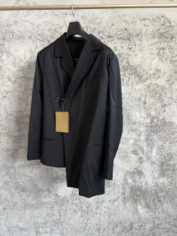 TOP-YAMAMOTO Japanese original classic laid-back style asymmetrical casual wool jacket suit for men, dark and stylish
