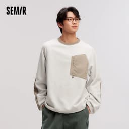 Semir Sweater Men Antistatic Polar Fleece 2024 Winter New Contrasting Colors Fashion Splicing Inner Wear Top Outdoor Style