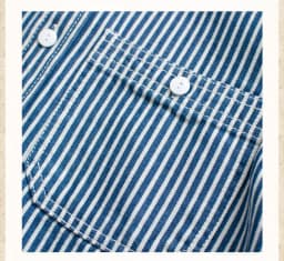 Heavyweight American Vintage Amekaji Shirt Amekaji 100% Cotton Blue White Vertical Stripe Workwear Shirt with Dual Chest Pockets